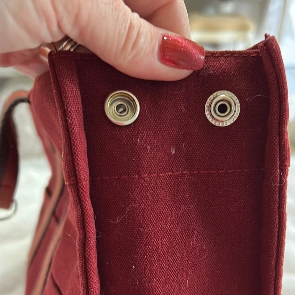 Hermès Red Canvas Bag with Striped Detail